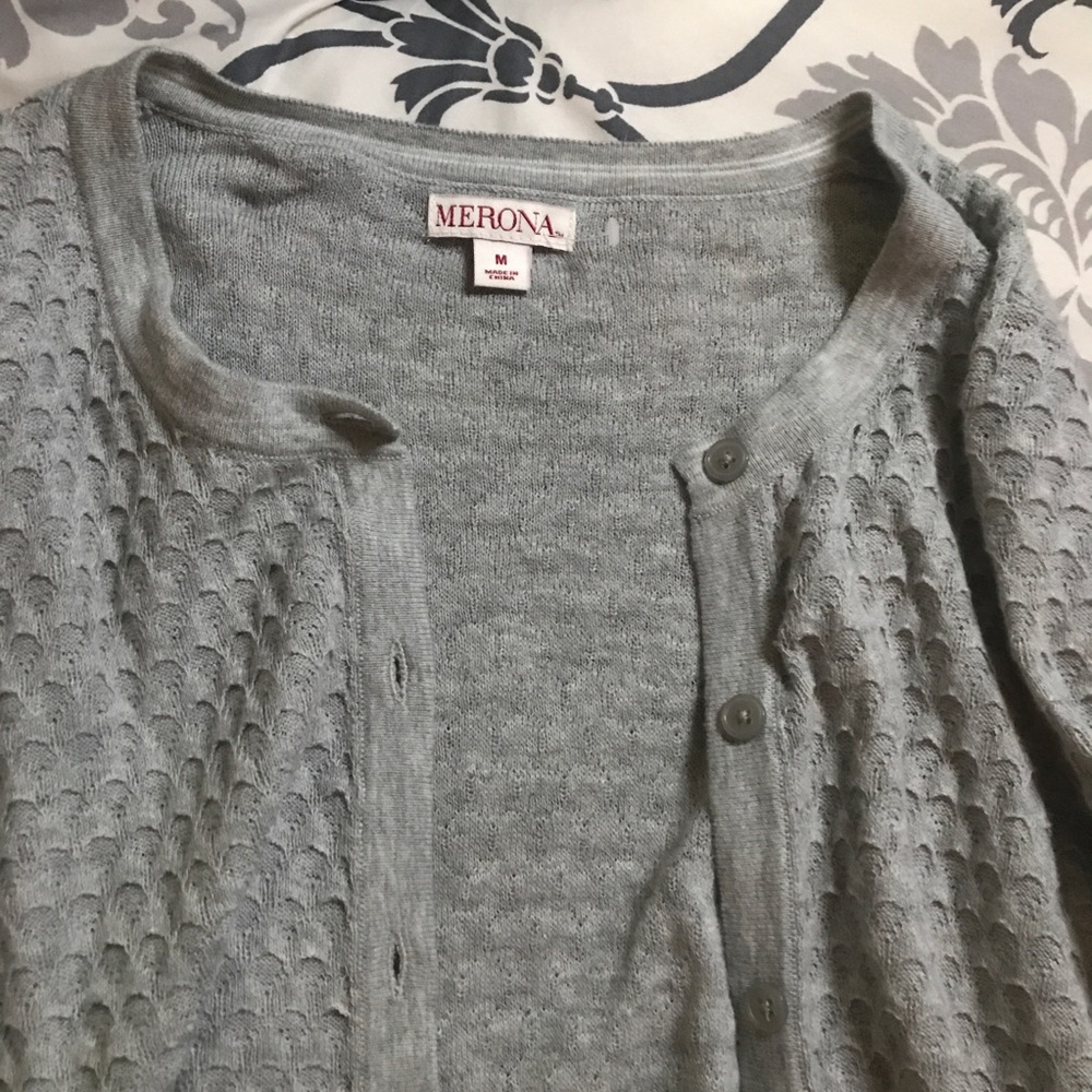 Gray Textured Cardigan